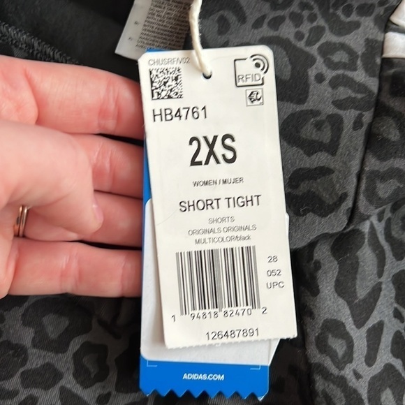 NWT ADIDAS Originals Short Tight Biker Shorts XXS Leopard Print 3 Stripes - Picture 7 of 12